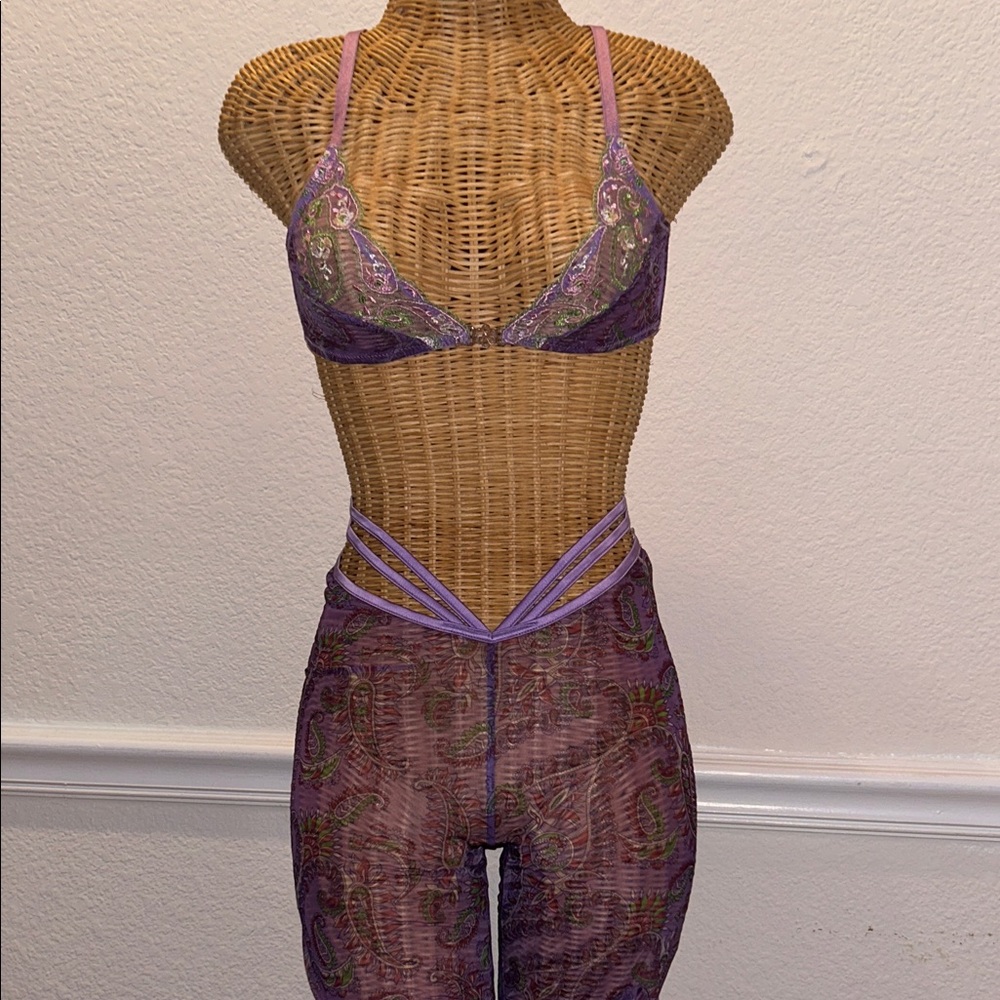 SavageXFenty Rihanna Rihanna Purple Lace Paisley Lingerie Set